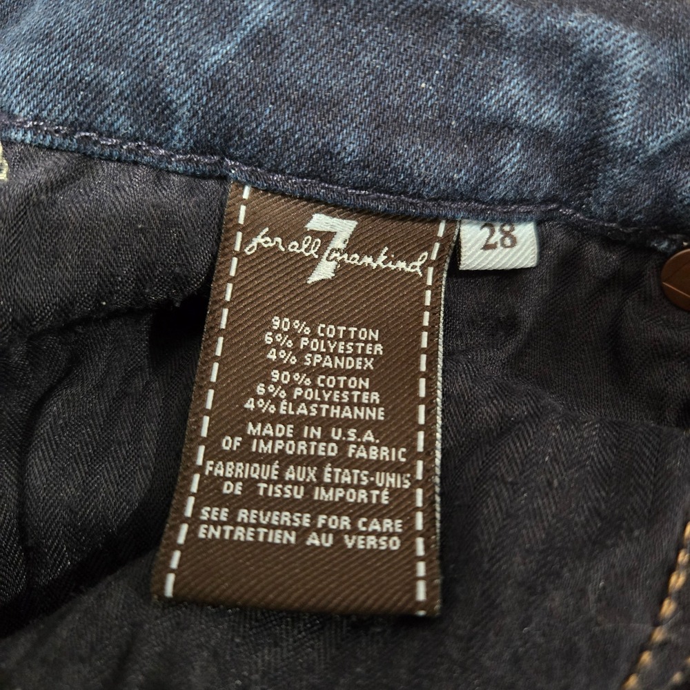 7 For All Mankind Size 28 Bootcut Jeans Dark Wash Indigo Stretch Denim #1427 - Picture 5 of 10